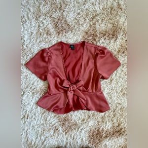 Wild Fable Ruffled Tie Front Top